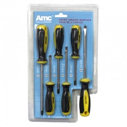AM-21040 6PC screwdriver set with double color tpr handle